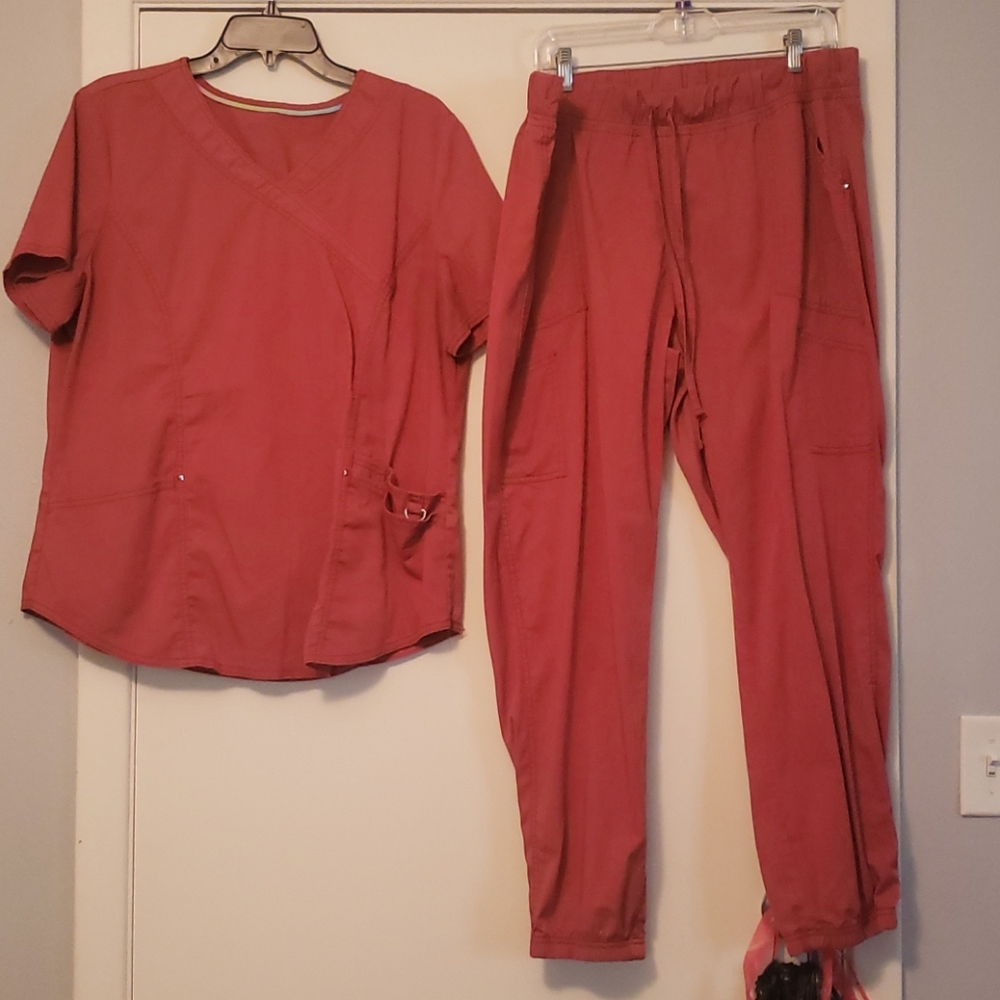 Rust Orange, "Heather Clay" Scrub Set